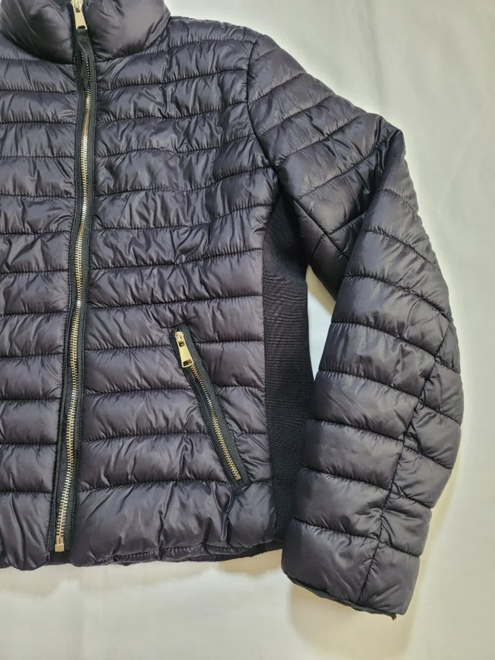 Love Tree Womens Quilted Puffer Jacket Full Zip Black Medium Streetwear